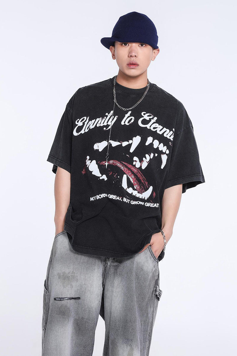 SAINT MICHAEL Mouth of the Abysspattern print T-Shirts