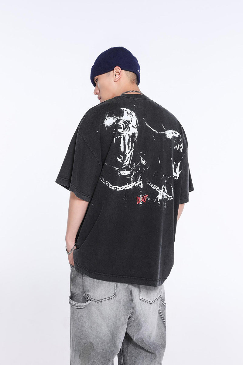 SAINT MICHAEL Mouth of the Abysspattern print T-Shirts