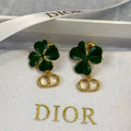 Chanel Green Clover Earrings